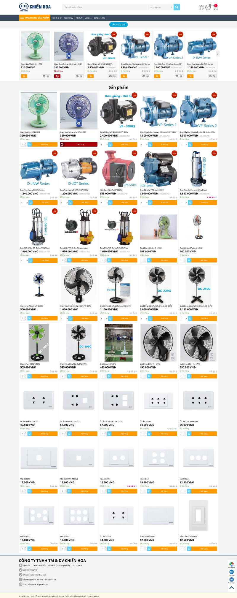 Chienhoa.com - Website thương mại phân phối và cung cấp vật tư ngành điện nước